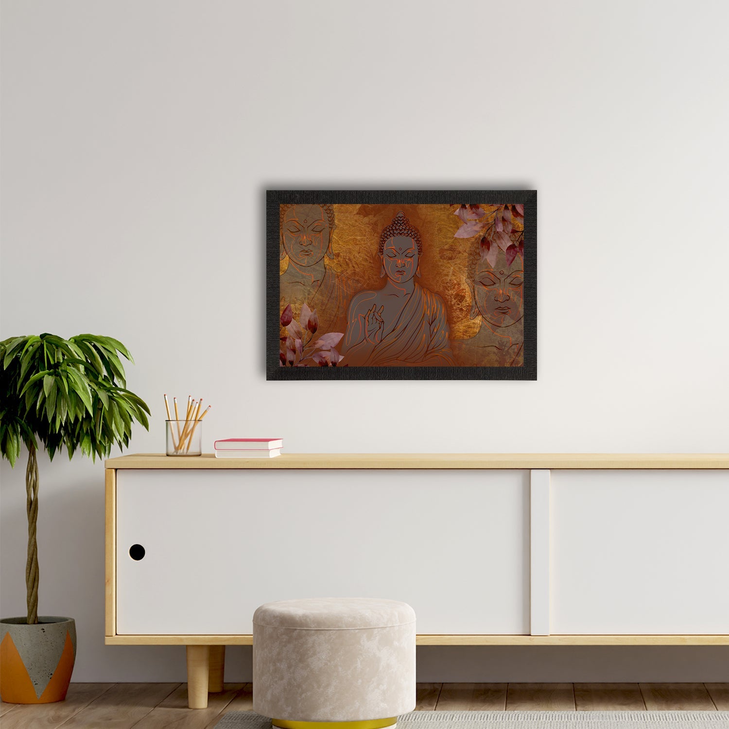 Meditating Lord Buddha Satin Matt Texture UV Art Painting Kafalo