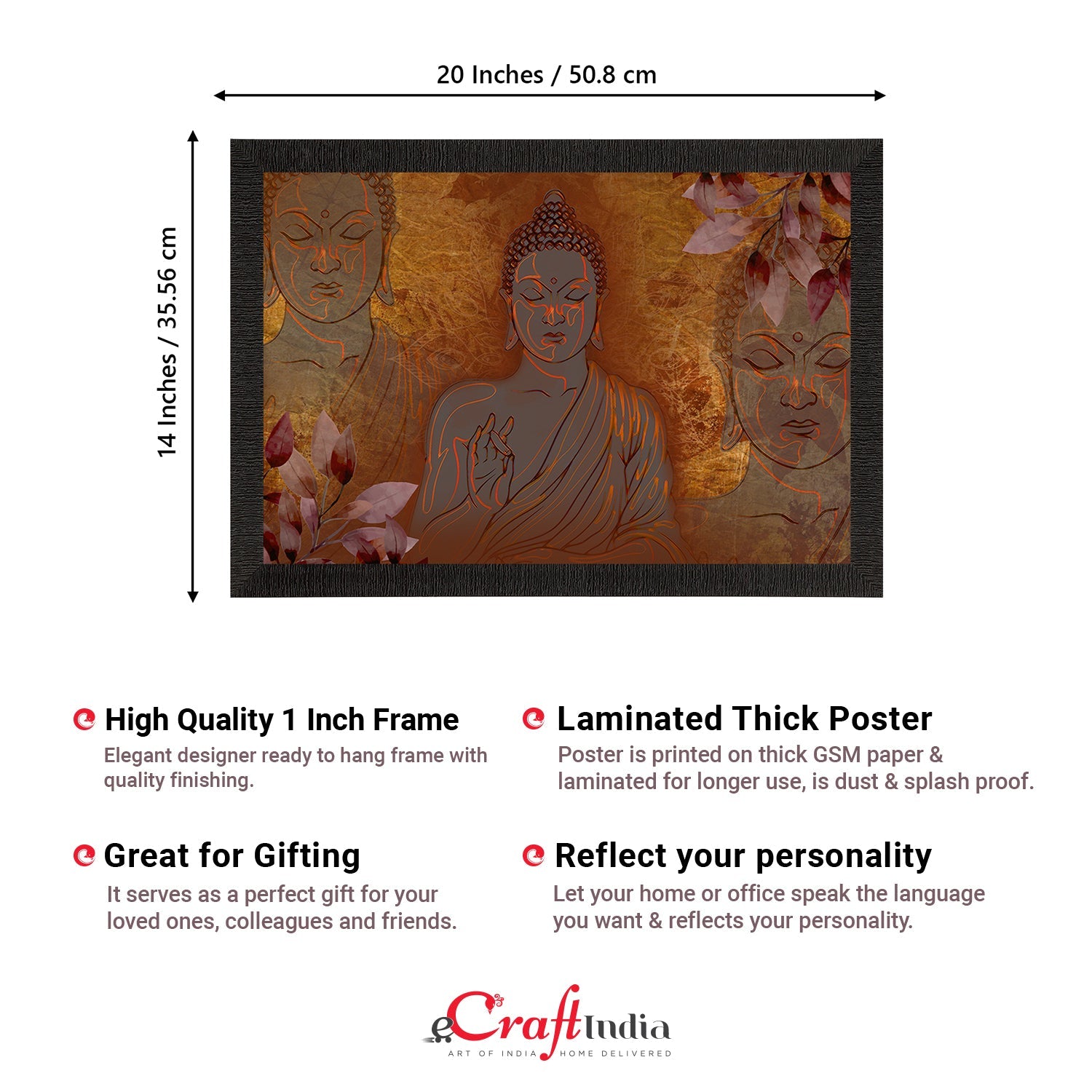 Meditating Lord Buddha Satin Matt Texture UV Art Painting Kafalo