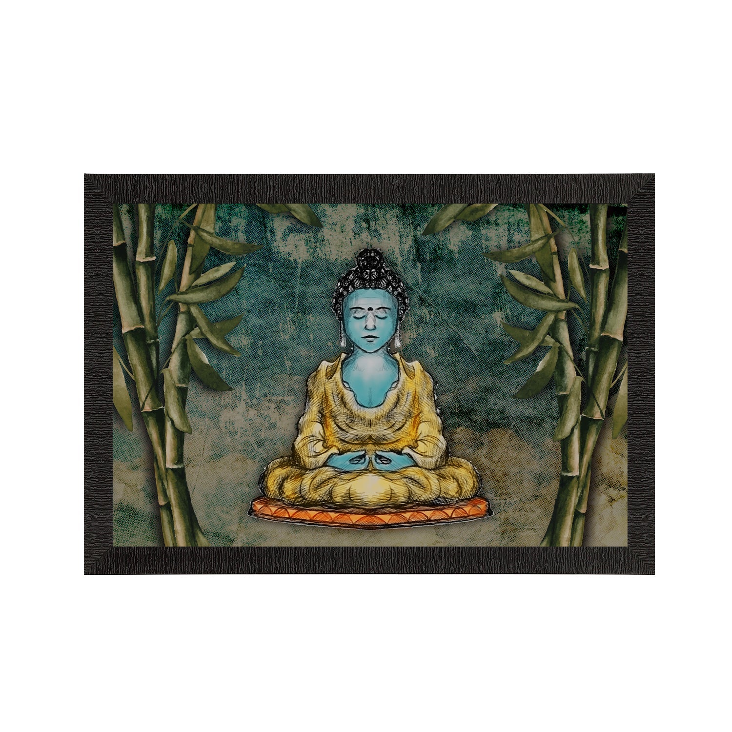 Meditating Lord Buddha Satin Matt Texture UV Art Painting Kafalo