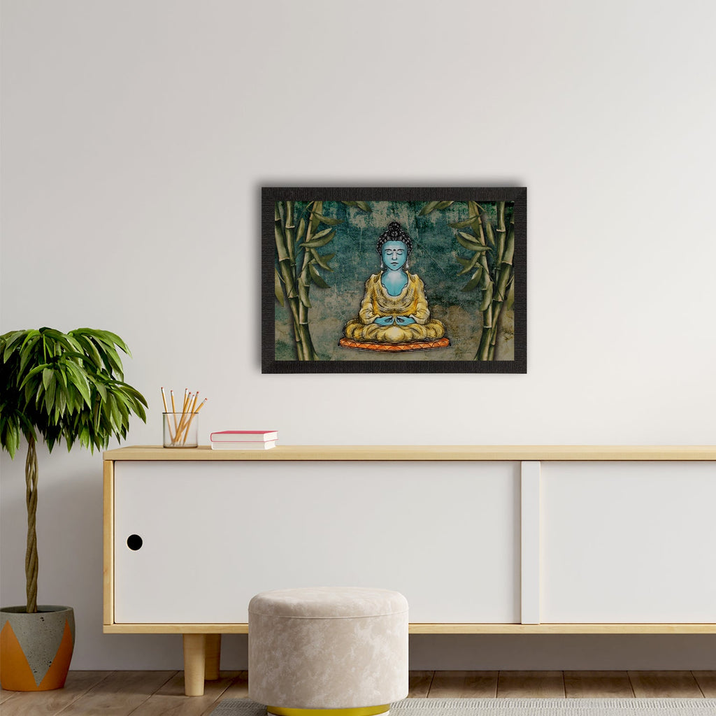Meditating Lord Buddha Satin Matt Texture UV Art Painting Kafalo