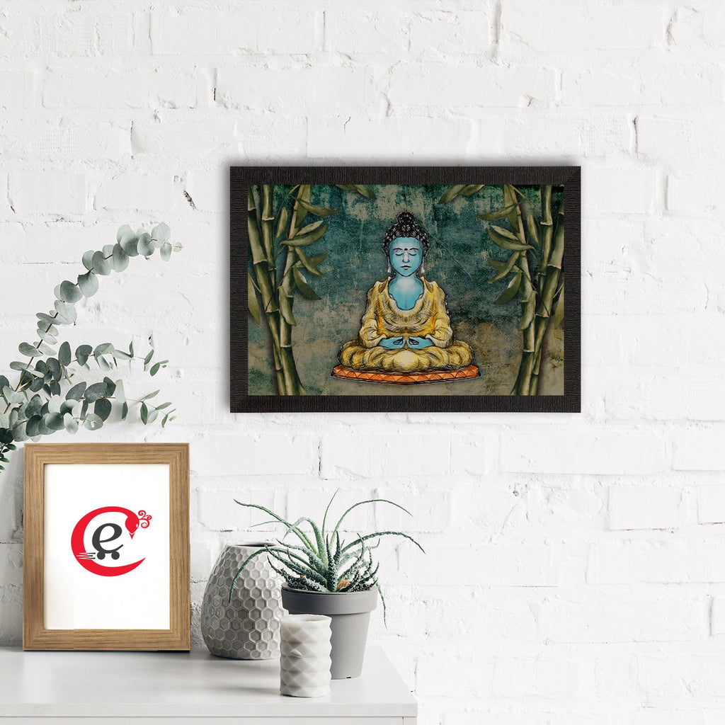Meditating Lord Buddha Satin Matt Texture UV Art Painting Kafalo