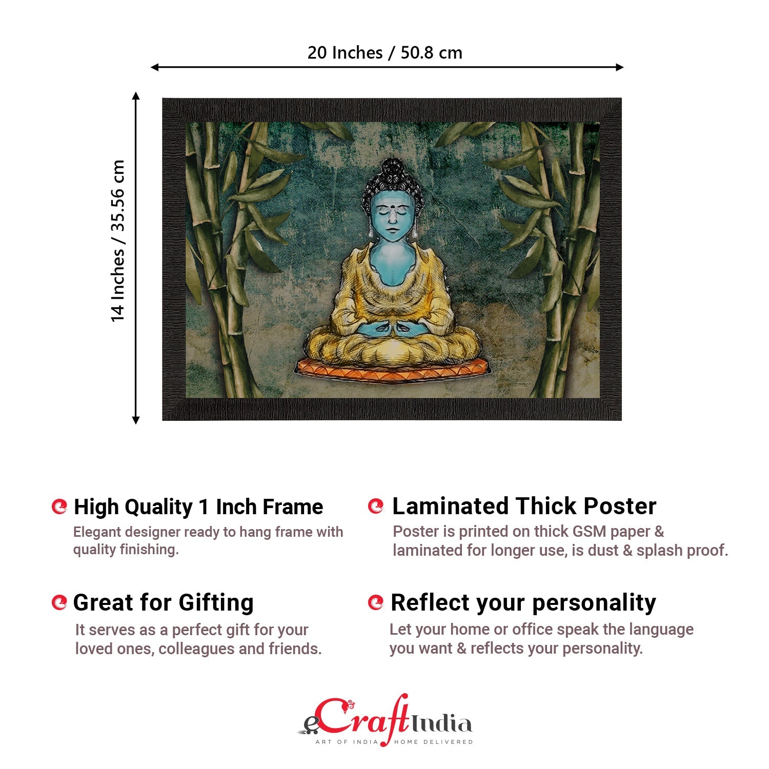 Meditating Lord Buddha Satin Matt Texture UV Art Painting Kafalo