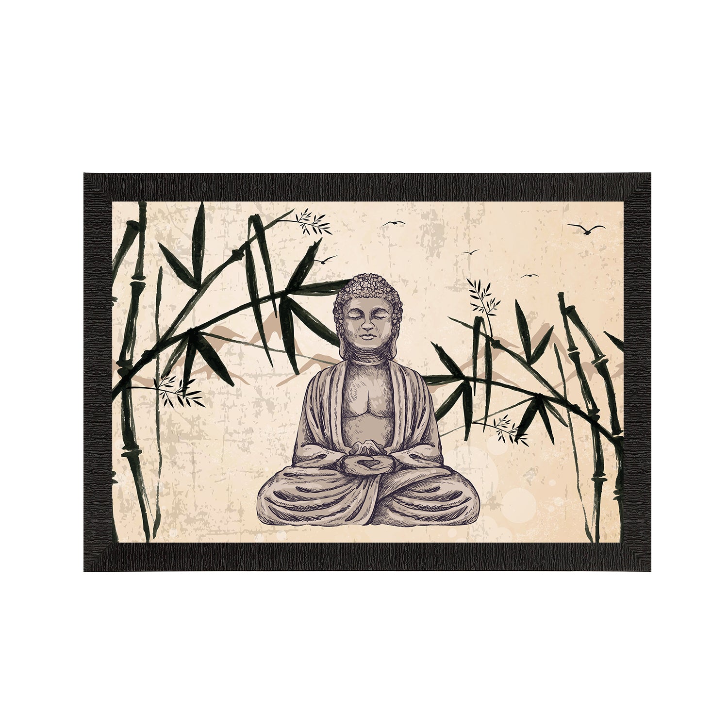 Meditating Lord Buddha Satin Matt Texture UV Art Painting Kafalo