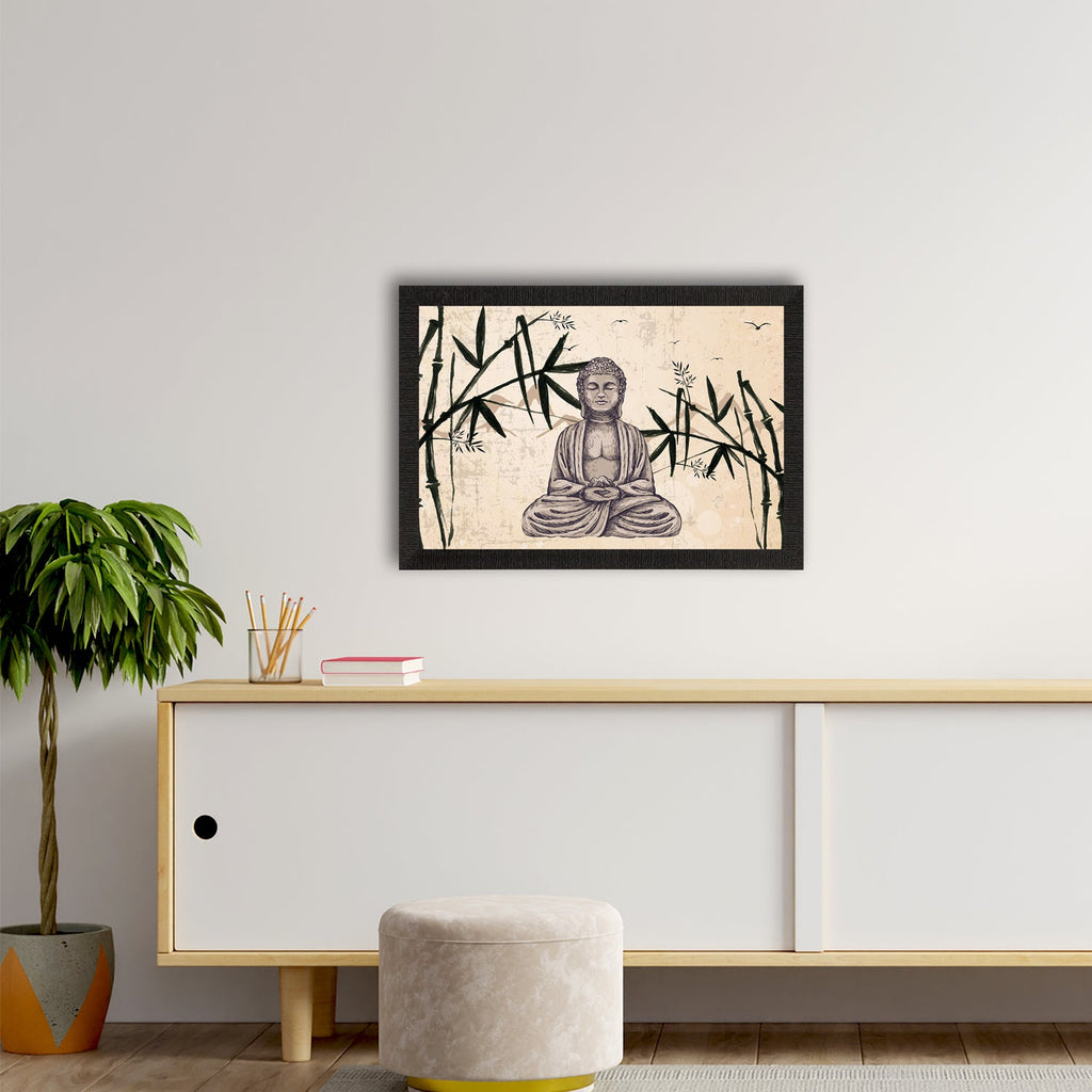 Meditating Lord Buddha Satin Matt Texture UV Art Painting Kafalo