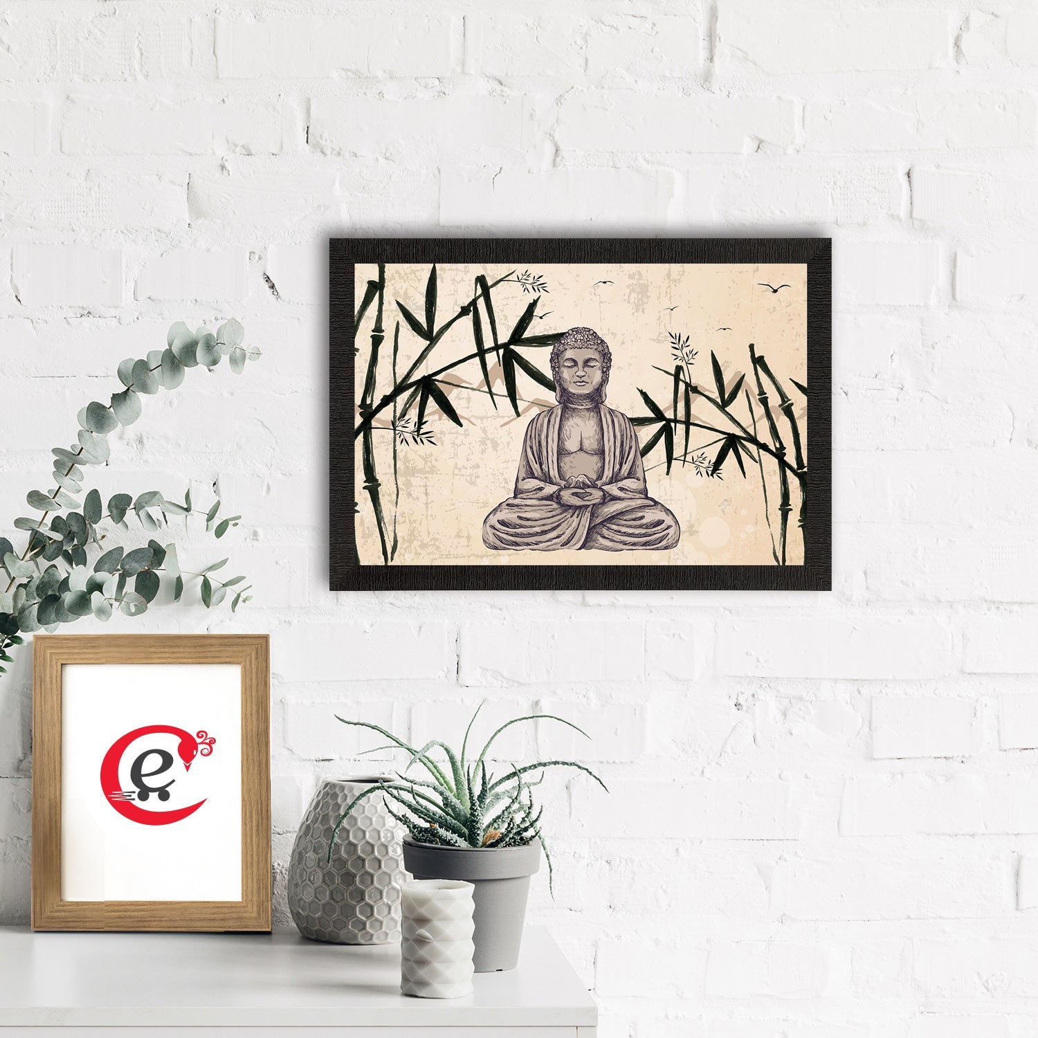 Meditating Lord Buddha Satin Matt Texture UV Art Painting Kafalo