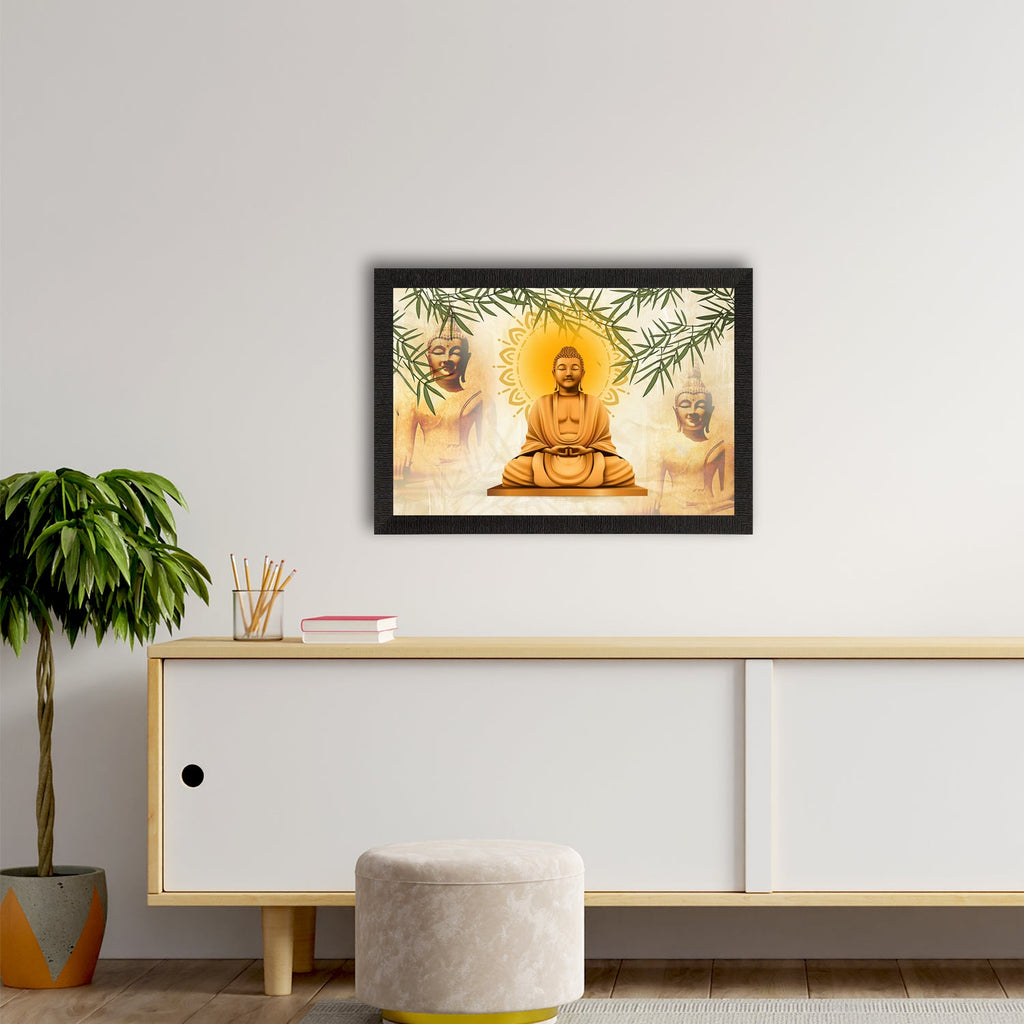 Meditating Lord Buddha Satin Matt Texture UV Art Painting Kafalo