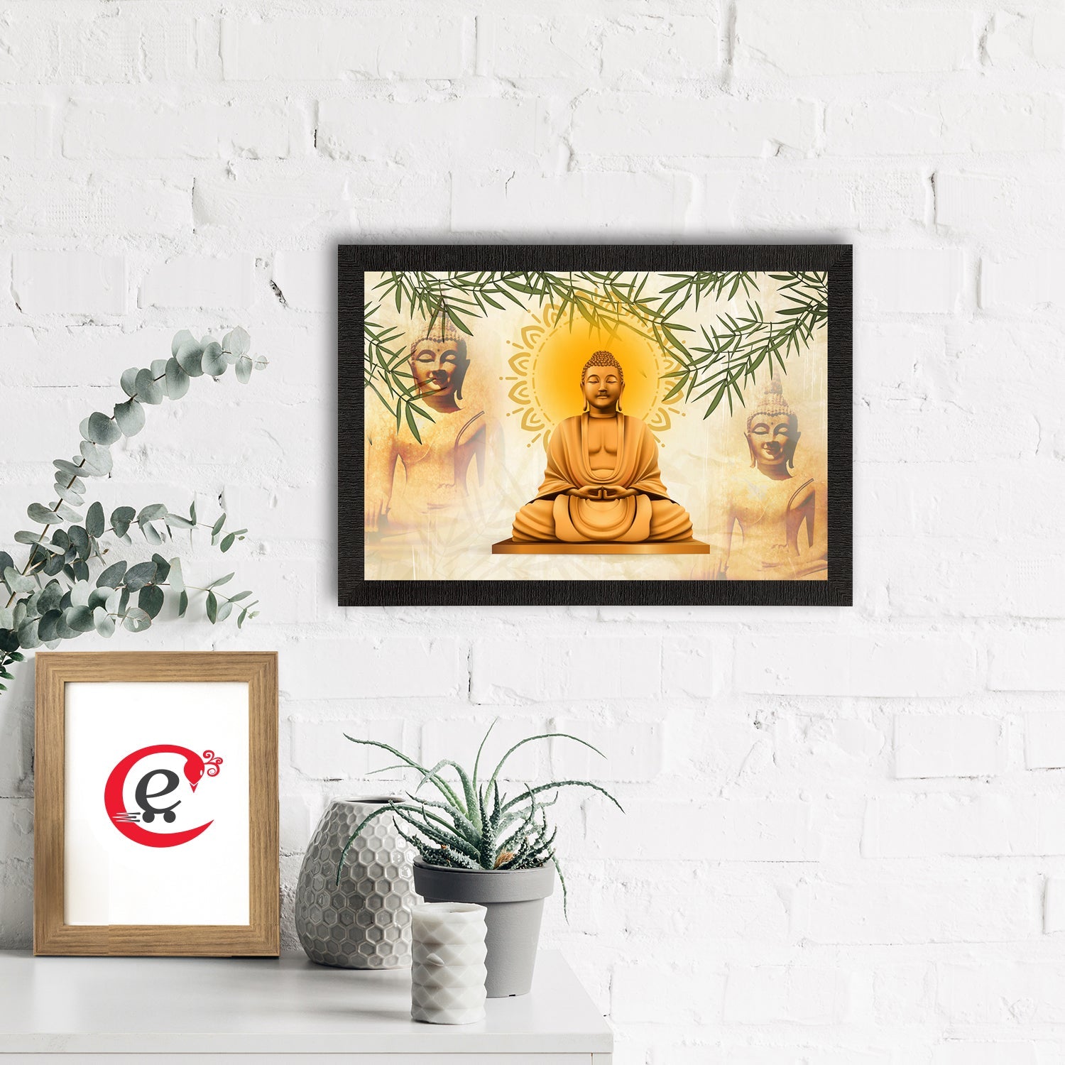 Meditating Lord Buddha Satin Matt Texture UV Art Painting Kafalo