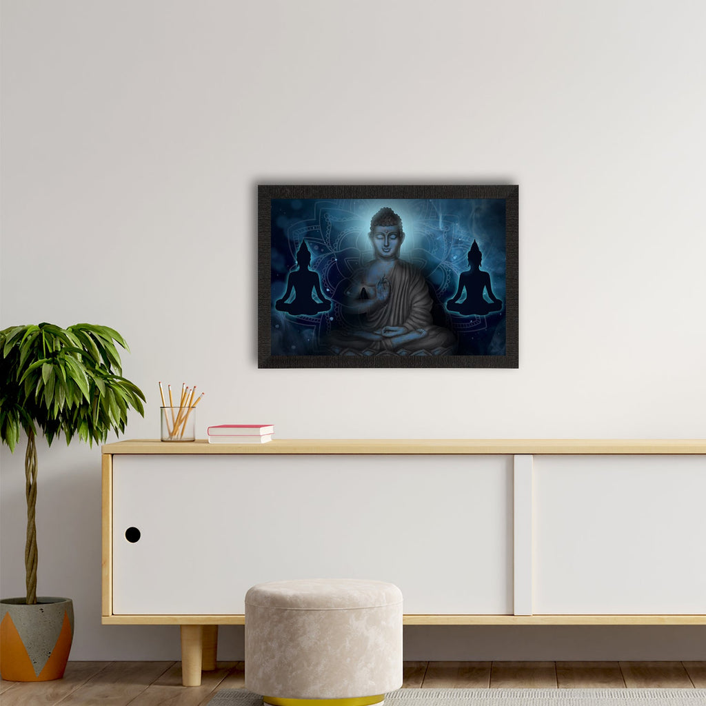 Meditating Lord Buddha Satin Matt Texture UV Art Painting Kafalo