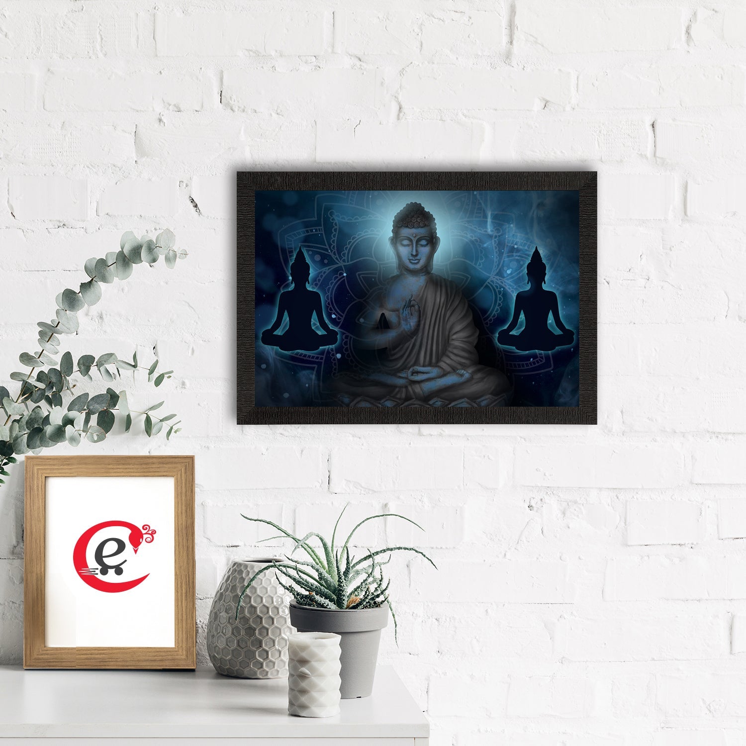 Meditating Lord Buddha Satin Matt Texture UV Art Painting Kafalo