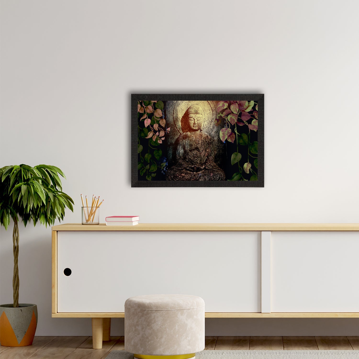 Meditating Lord Buddha Satin Matt Texture UV Art Painting Kafalo