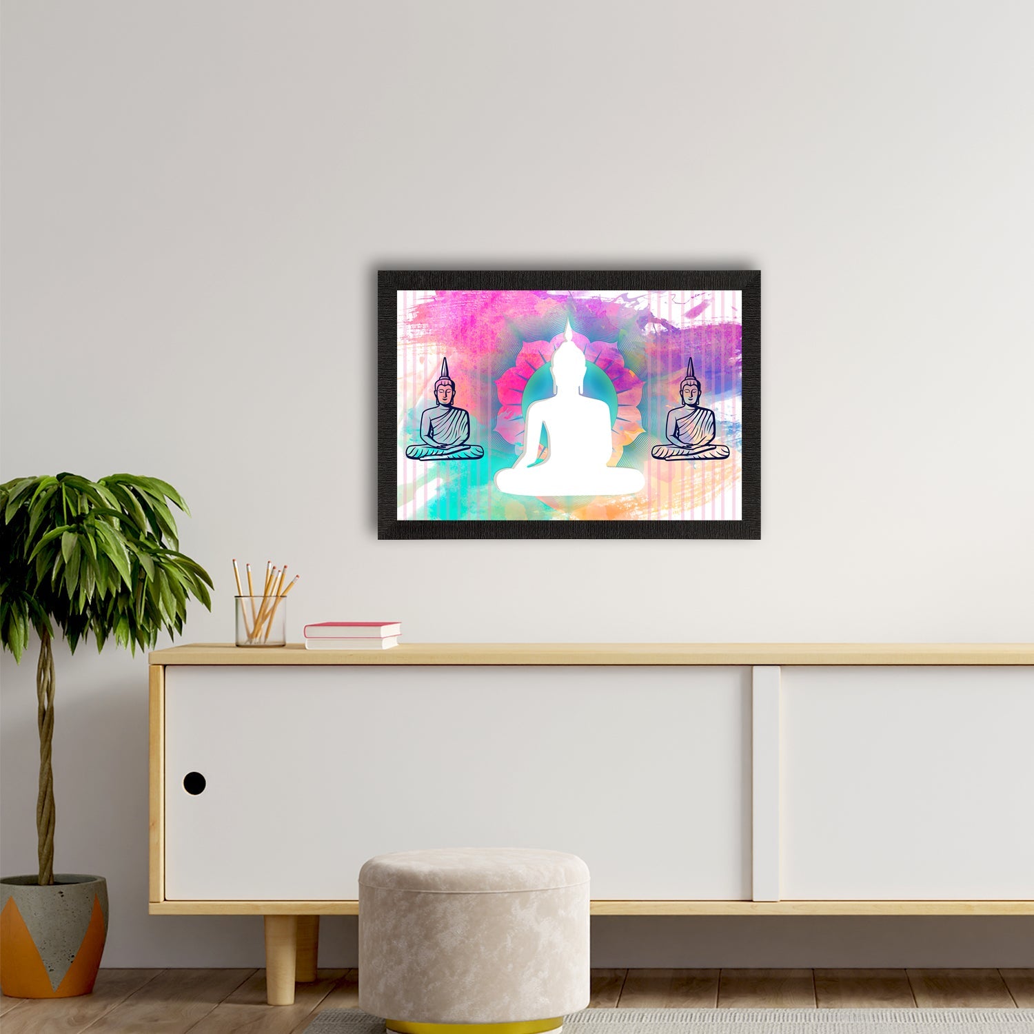 Meditating Lord Buddha Satin Matt Texture UV Art Painting Kafalo