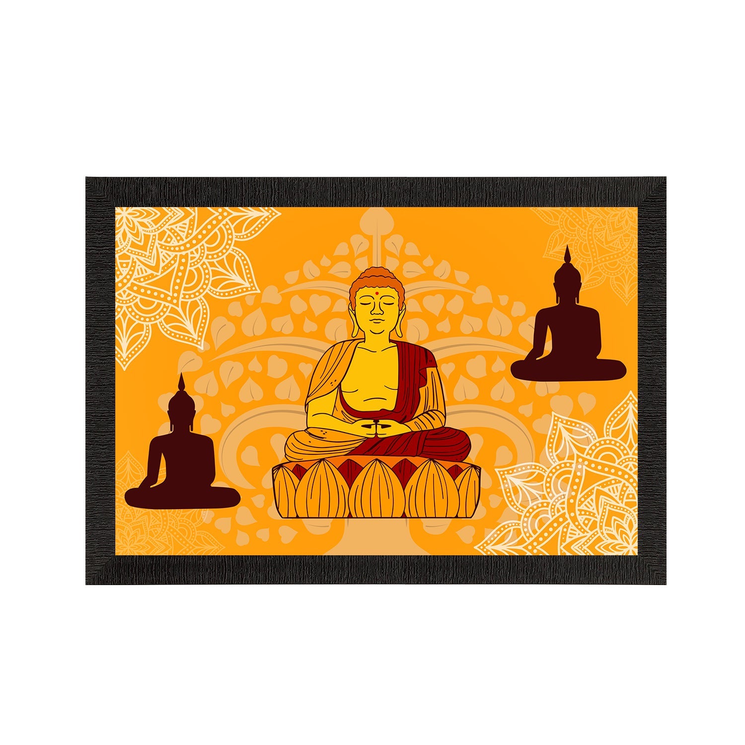 Meditating Lord Buddha Satin Matt Texture UV Art Painting Kafalo