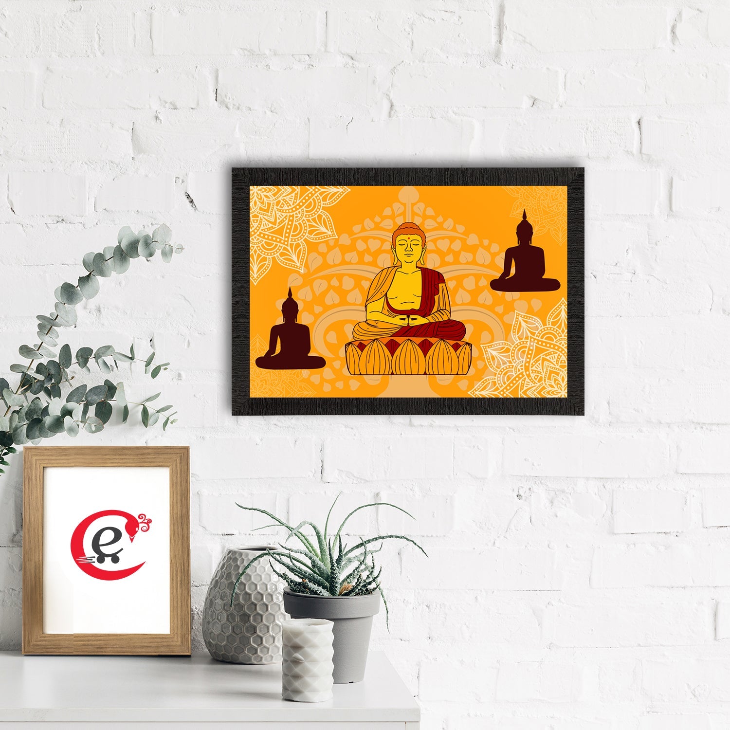 Meditating Lord Buddha Satin Matt Texture UV Art Painting Kafalo