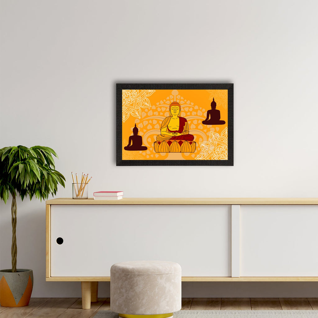 Meditating Lord Buddha Satin Matt Texture UV Art Painting Kafalo