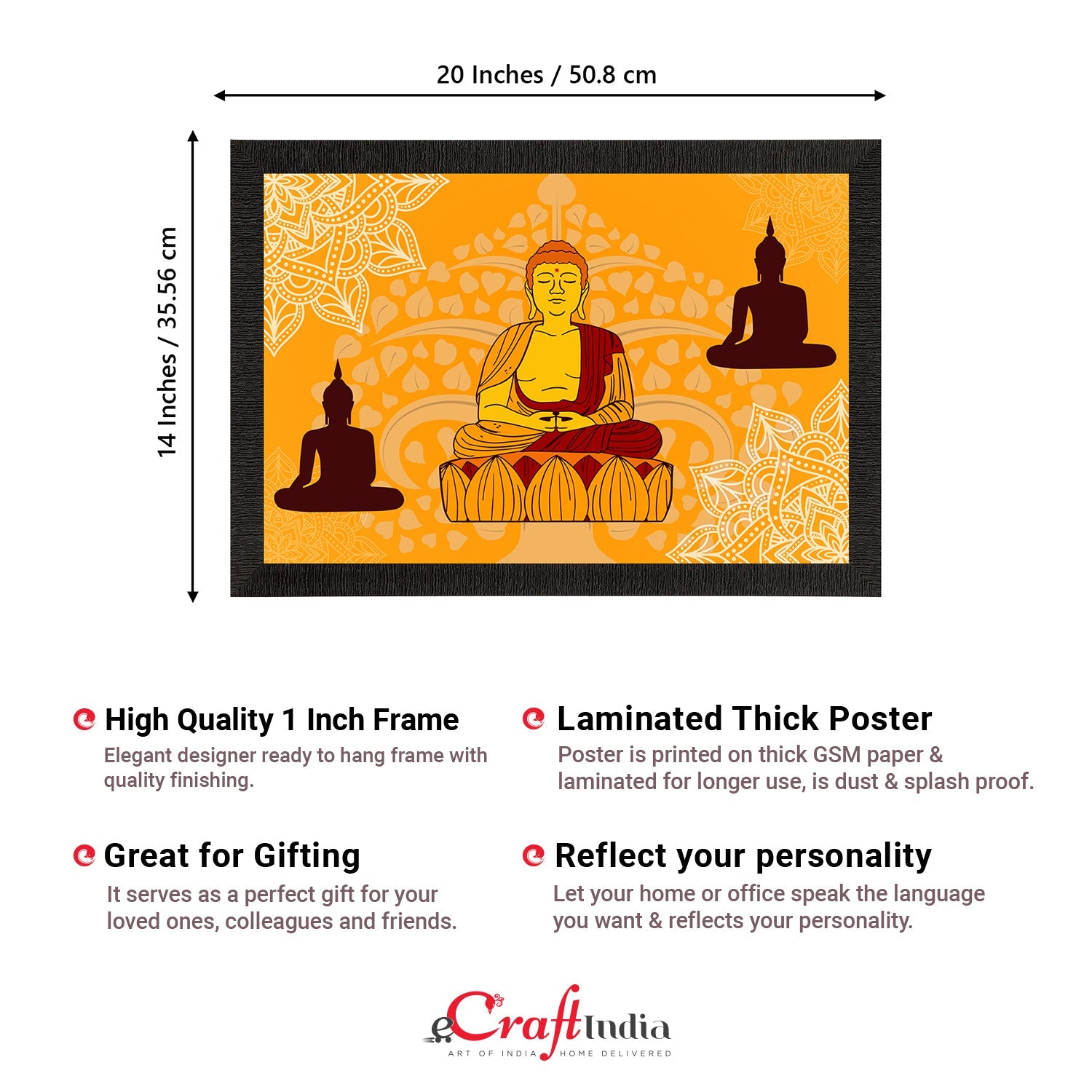 Meditating Lord Buddha Satin Matt Texture UV Art Painting Kafalo