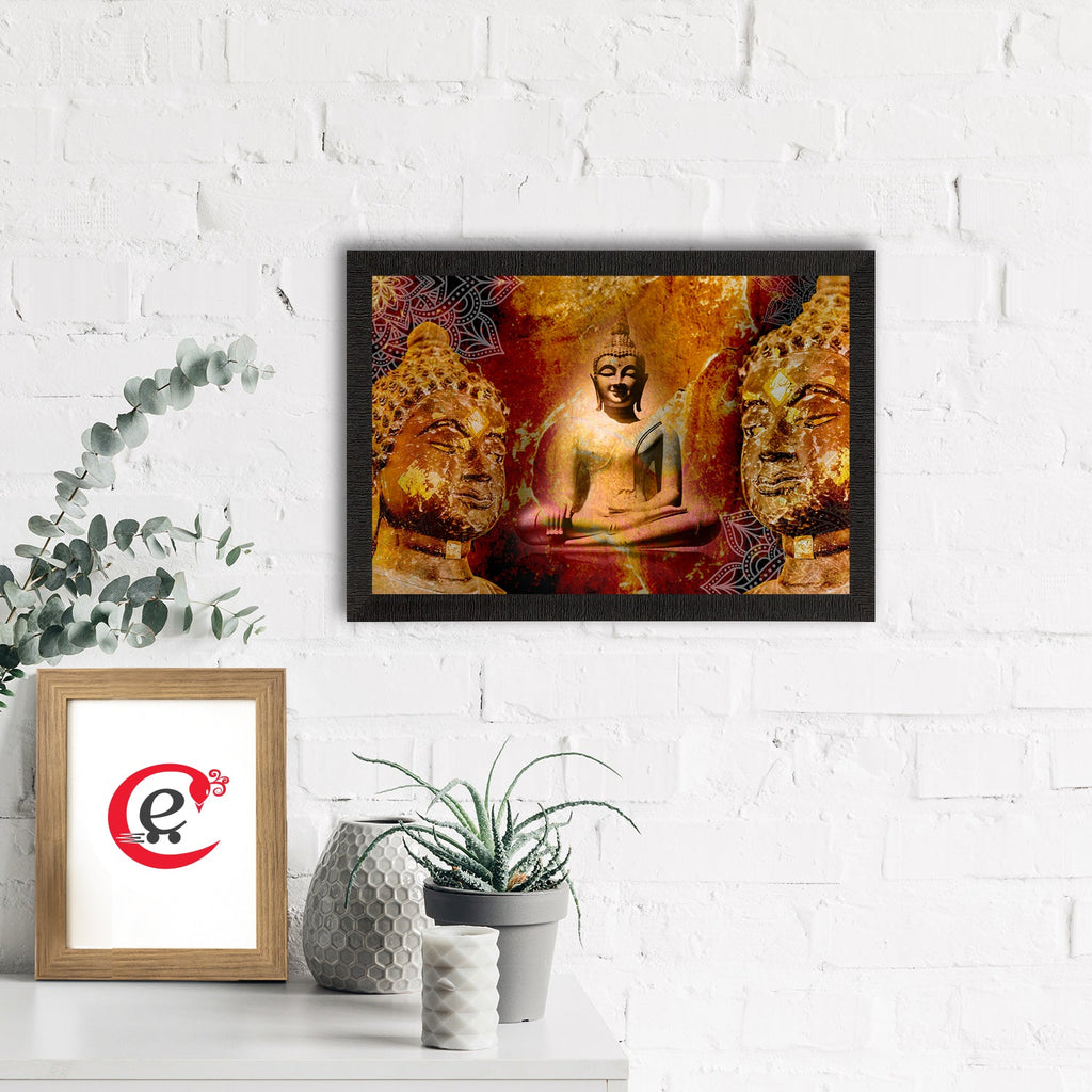 Meditating Lord Buddha Satin Matt Texture UV Art Painting Kafalo