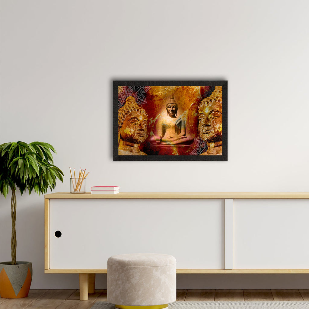 Meditating Lord Buddha Satin Matt Texture UV Art Painting Kafalo