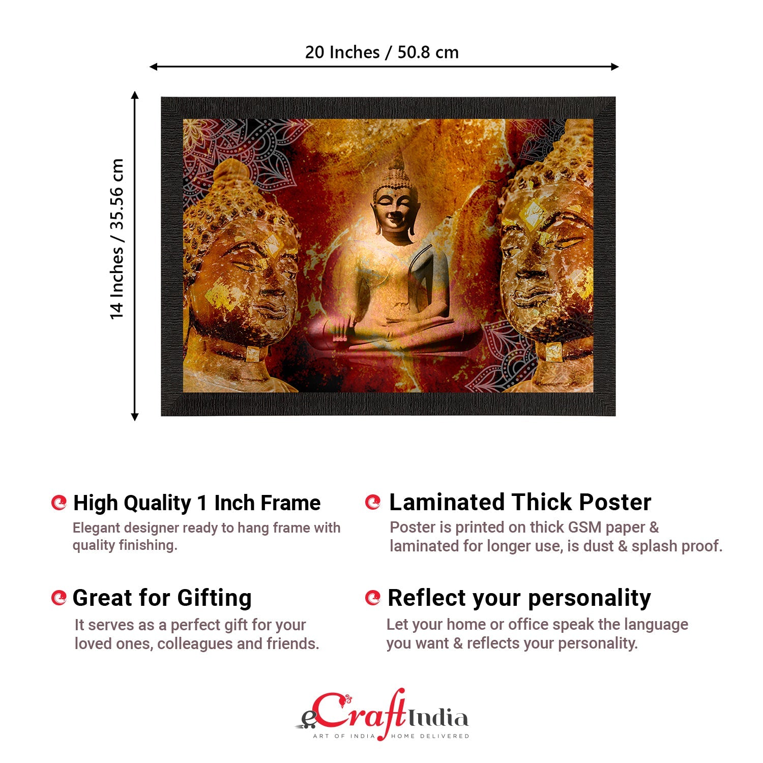 Meditating Lord Buddha Satin Matt Texture UV Art Painting Kafalo