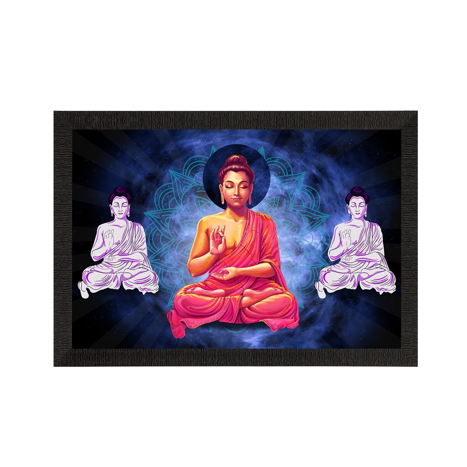 Meditating Lord Buddha Satin Matt Texture UV Art Painting Kafalo
