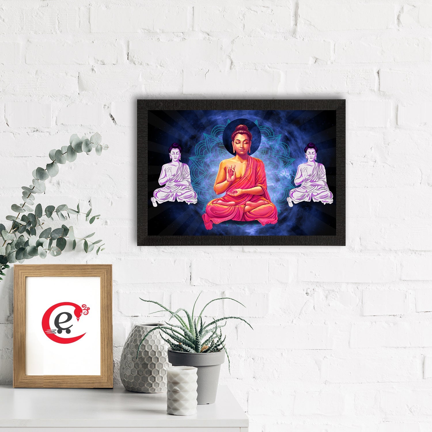 Meditating Lord Buddha Satin Matt Texture UV Art Painting Kafalo