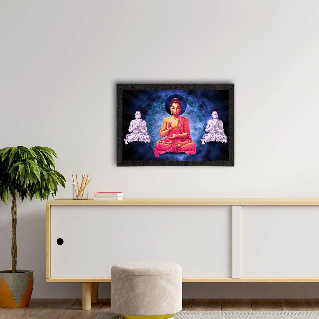 Meditating Lord Buddha Satin Matt Texture UV Art Painting Kafalo