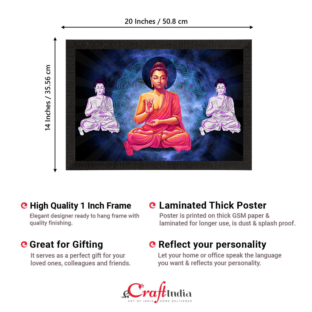 Meditating Lord Buddha Satin Matt Texture UV Art Painting Kafalo