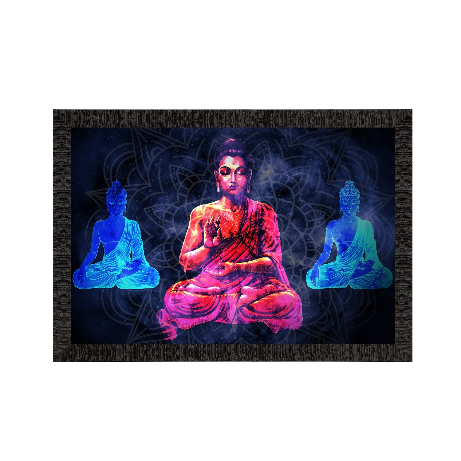 Meditating Lord Buddha Satin Matt Texture UV Art Painting Kafalo