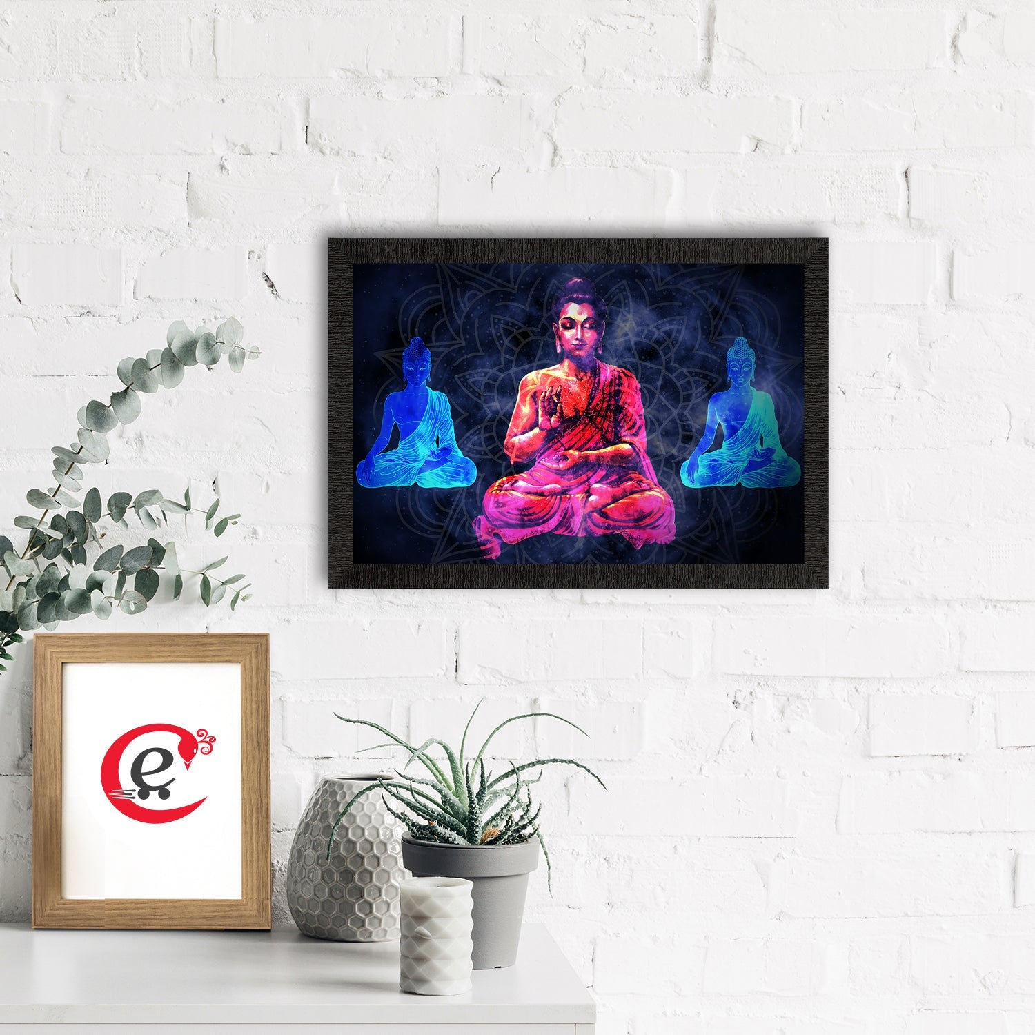 Meditating Lord Buddha Satin Matt Texture UV Art Painting Kafalo