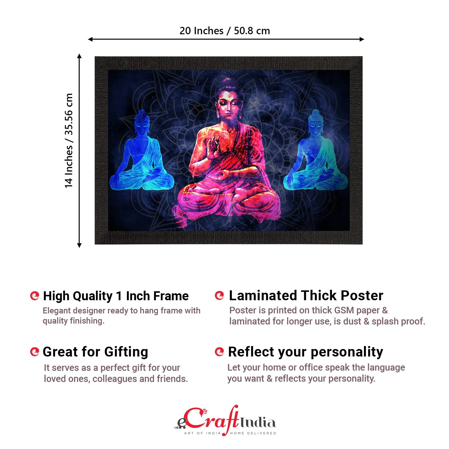 Meditating Lord Buddha Satin Matt Texture UV Art Painting Kafalo