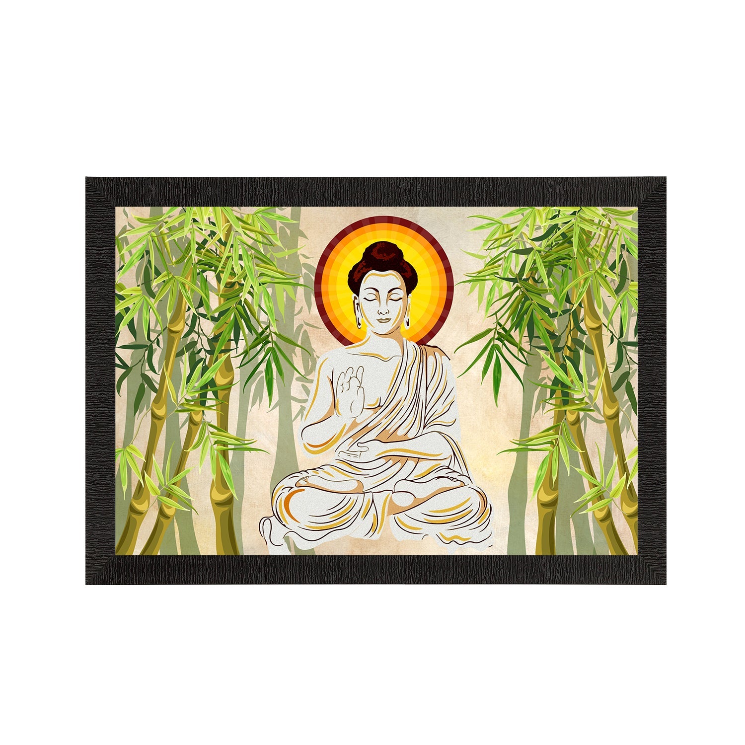 Meditating Lord Buddha Satin Matt Texture UV Art Painting Kafalo
