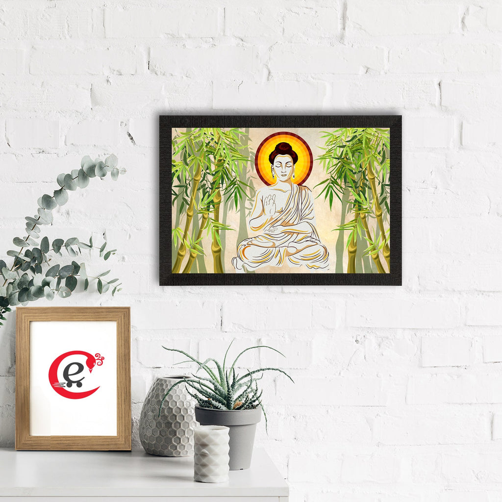 Meditating Lord Buddha Satin Matt Texture UV Art Painting Kafalo