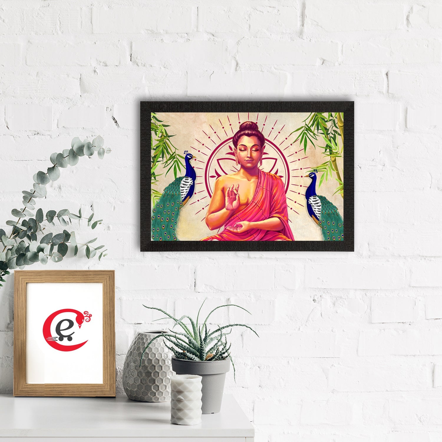 Meditating Lord Buddha Satin Matt Texture UV Art Painting Kafalo