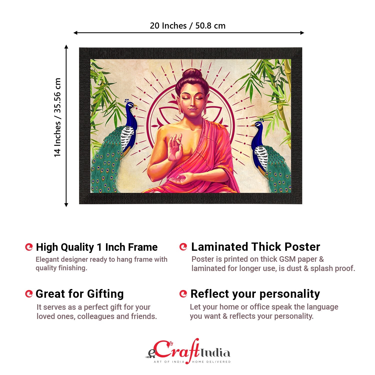 Meditating Lord Buddha Satin Matt Texture UV Art Painting Kafalo