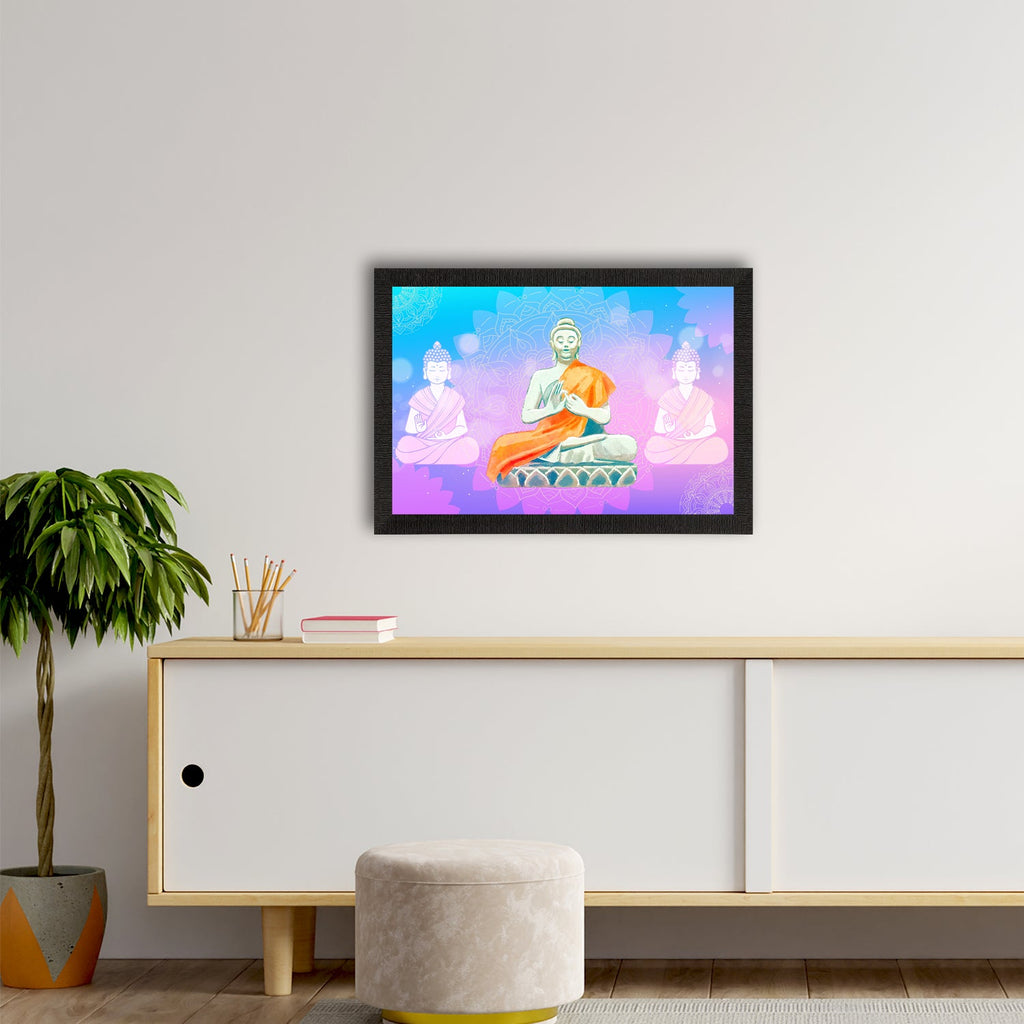 Meditating Lord Buddha Satin Matt Texture UV Art Painting Kafalo