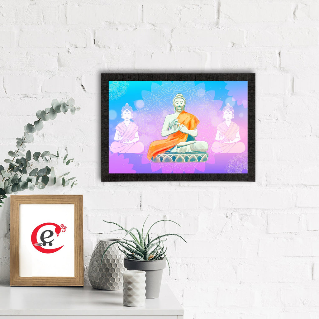 Meditating Lord Buddha Satin Matt Texture UV Art Painting Kafalo