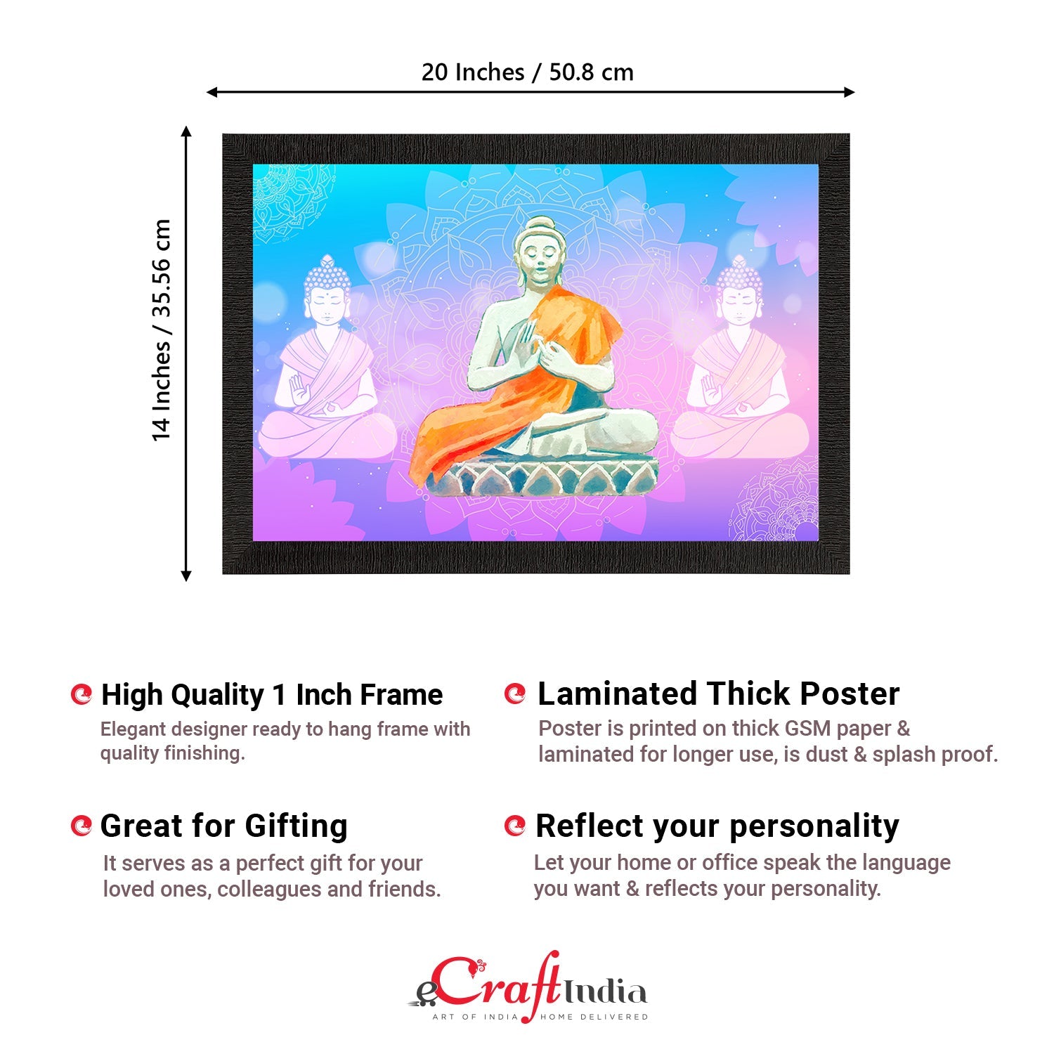 Meditating Lord Buddha Satin Matt Texture UV Art Painting Kafalo