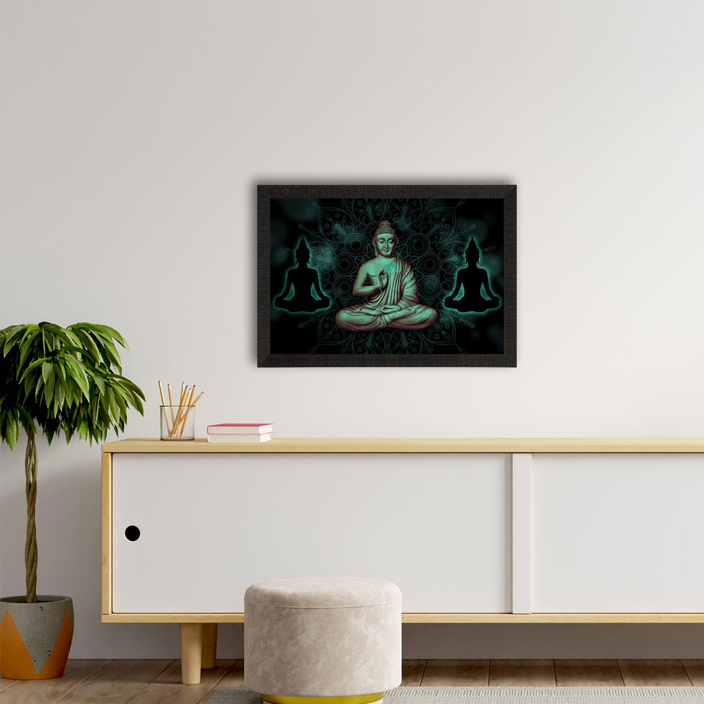 Meditating Lord Buddha Satin Matt Texture UV Art Painting Kafalo