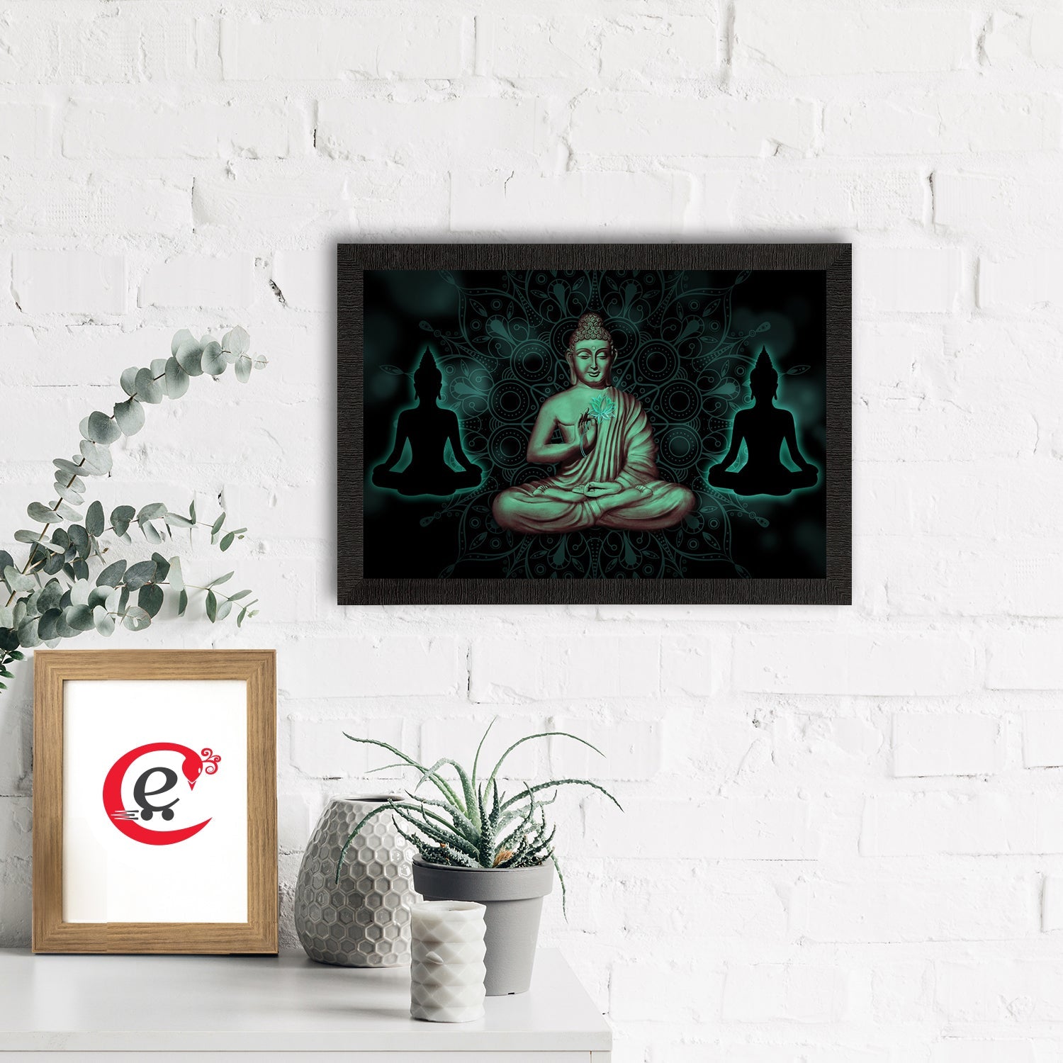 Meditating Lord Buddha Satin Matt Texture UV Art Painting Kafalo