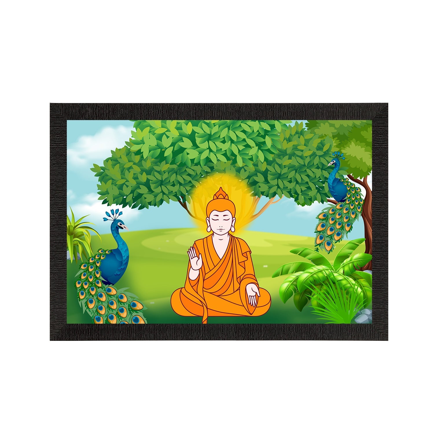 Meditating Lord Buddha Satin Matt Texture UV Art Painting Kafalo
