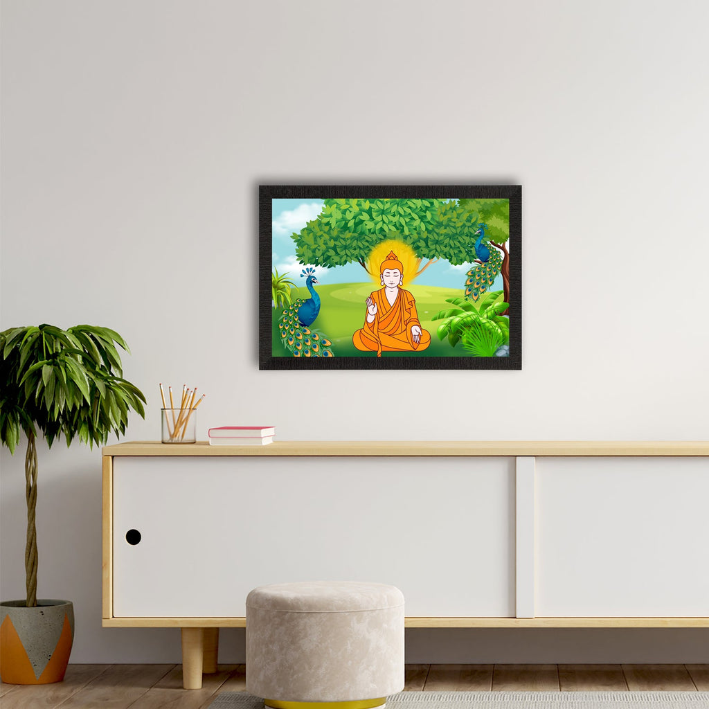 Meditating Lord Buddha Satin Matt Texture UV Art Painting Kafalo