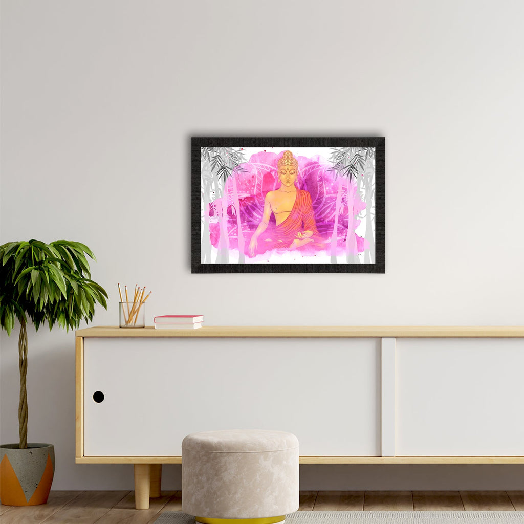 Meditating Lord Buddha Satin Matt Texture UV Art Painting Kafalo