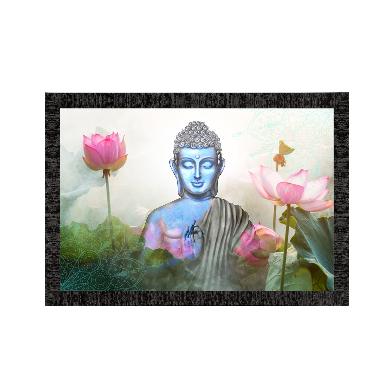 Meditating Lord Buddha Satin Matt Texture UV Art Painting Kafalo