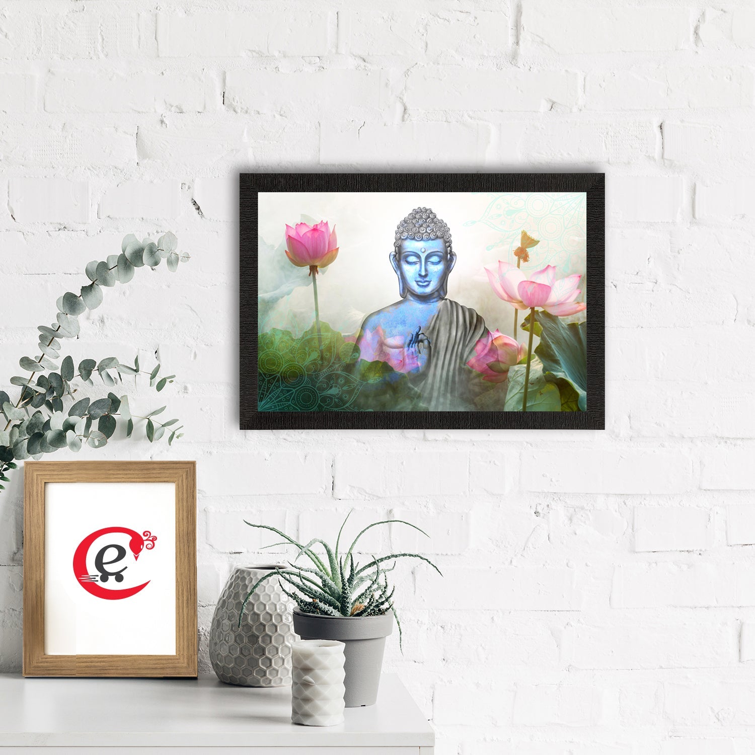 Meditating Lord Buddha Satin Matt Texture UV Art Painting Kafalo