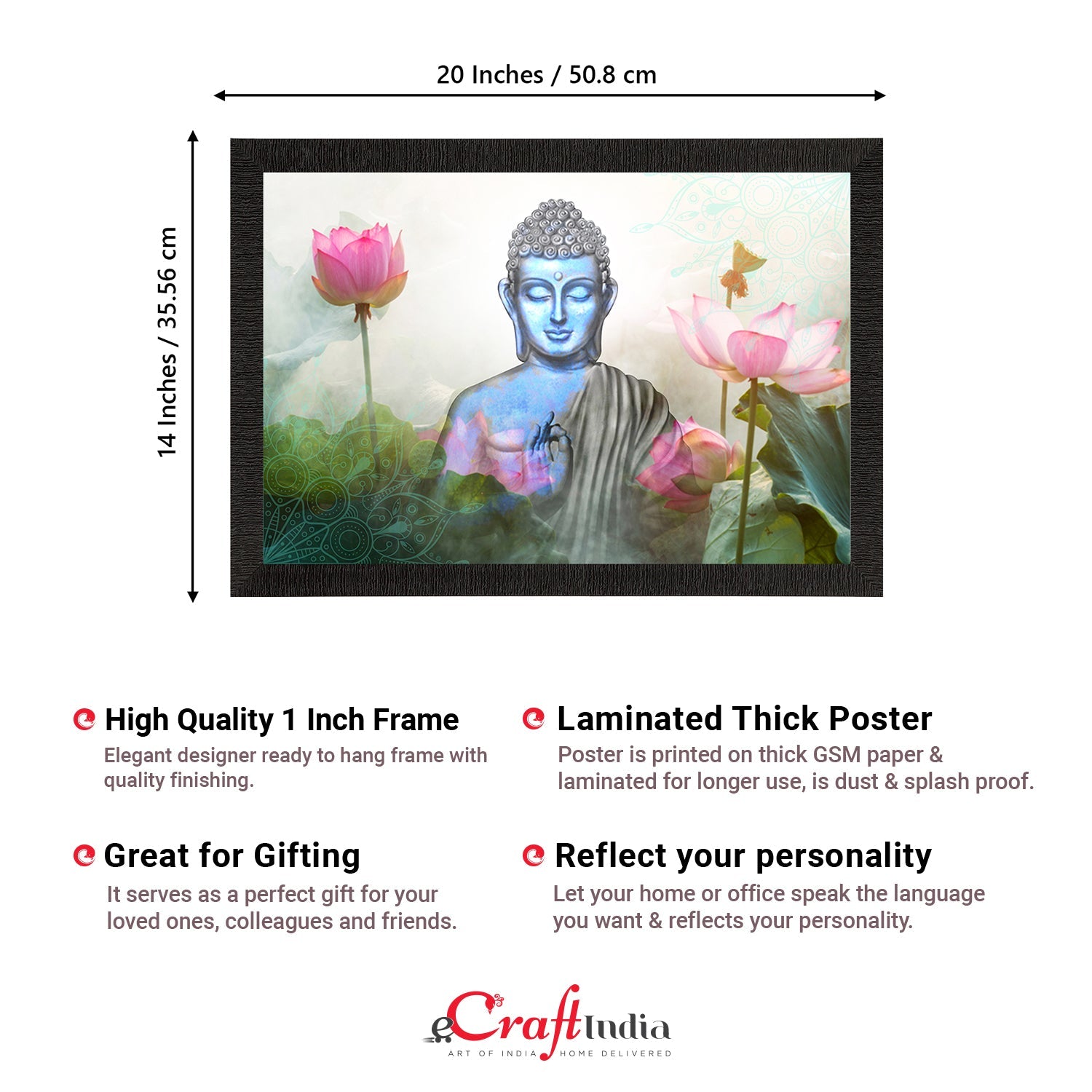 Meditating Lord Buddha Satin Matt Texture UV Art Painting Kafalo