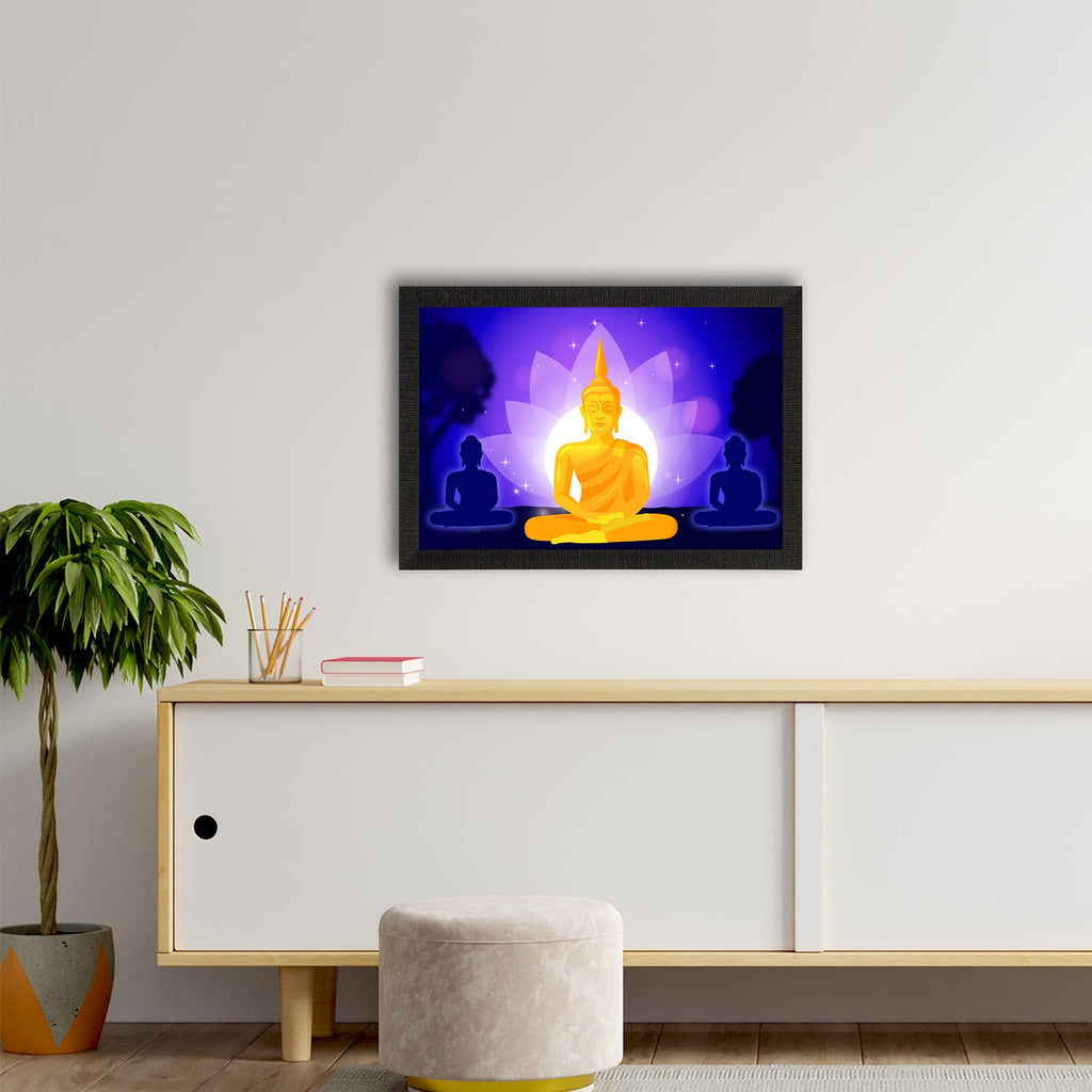 Meditating Lord Buddha Satin Matt Texture UV Art Painting Kafalo