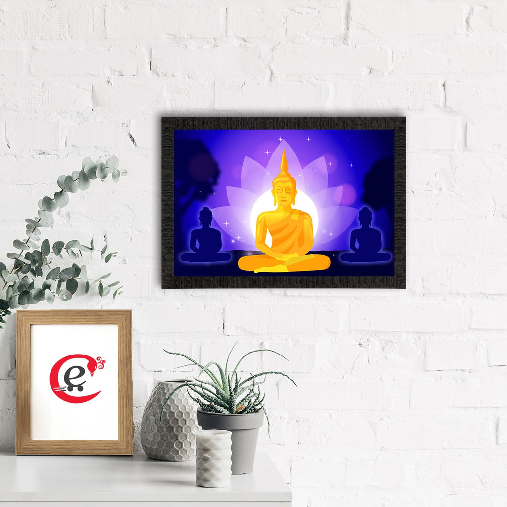 Meditating Lord Buddha Satin Matt Texture UV Art Painting Kafalo