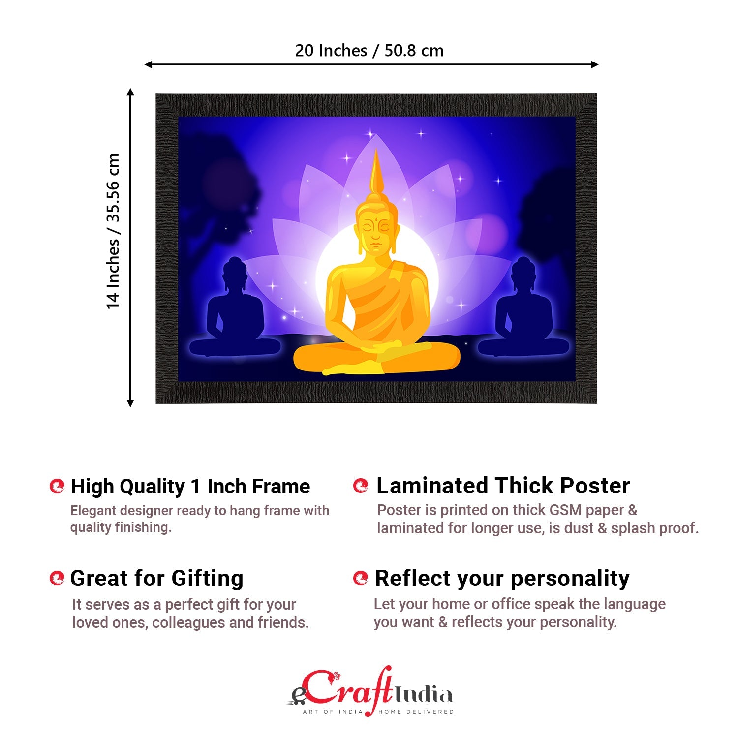 Meditating Lord Buddha Satin Matt Texture UV Art Painting Kafalo