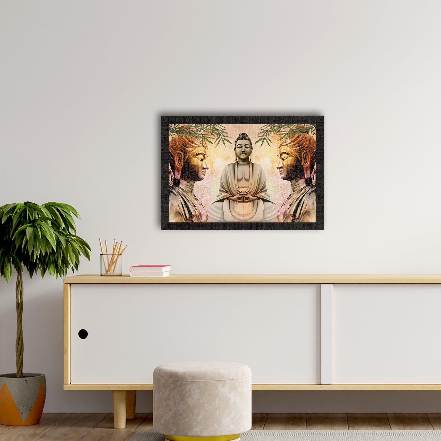 Meditating Lord Buddha Satin Matt Texture UV Art Painting Kafalo