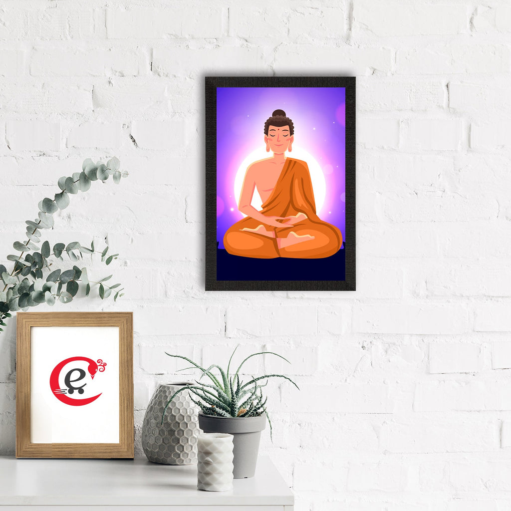 Meditating Lord Buddha Satin Matt Texture UV Art Painting Kafalo
