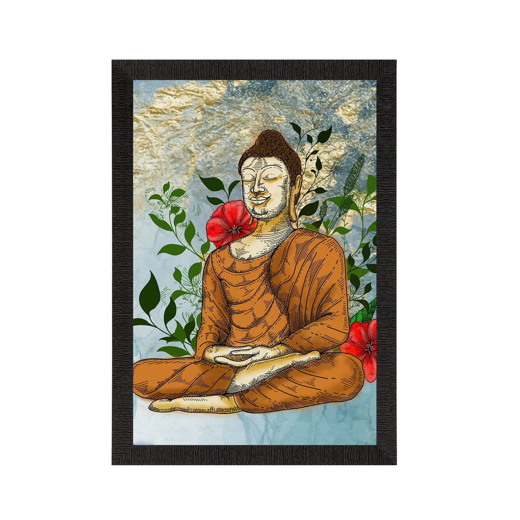 Meditating Lord Buddha Satin Matt Texture UV Art Painting Kafalo